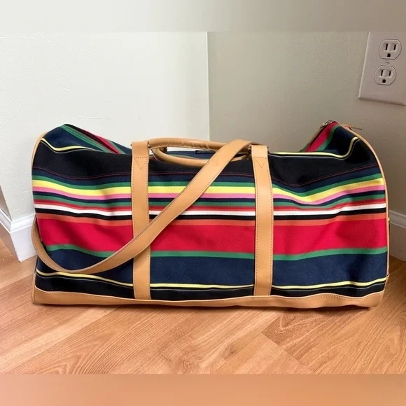 Y2K Kate Spade Striped Multicolor Duffel Bag - Picture 1 of 11